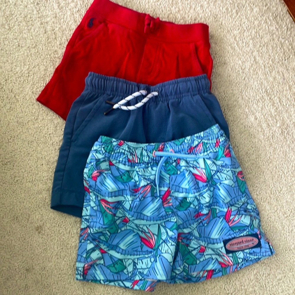 Polo Ralph Lauren 18 M Red Shorts; Vineyard Vines Boys Blue Shorts & Swim Shorts